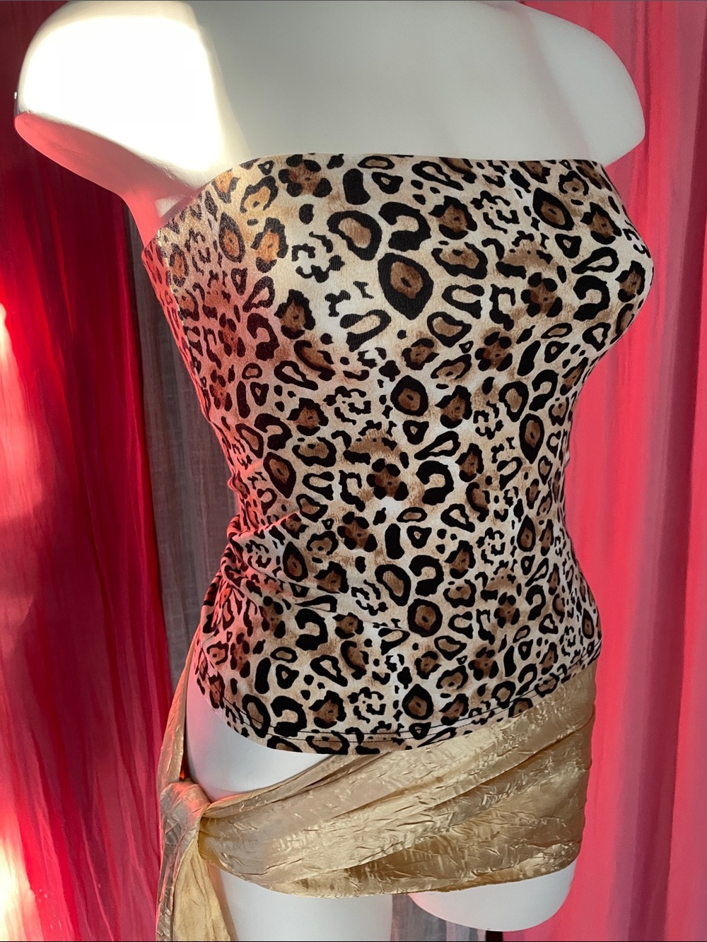 No Boundaries Leopard Print Strapless Cami - Brown/Black/Cream